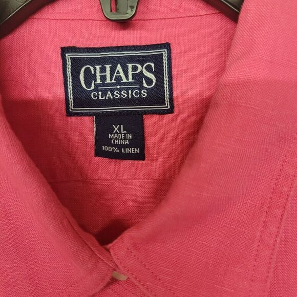 Chaps by Ralph Lauren Size XL 100% Linen Button Up Roll Tab Womens Safari Shirt - Picture 5 of 5